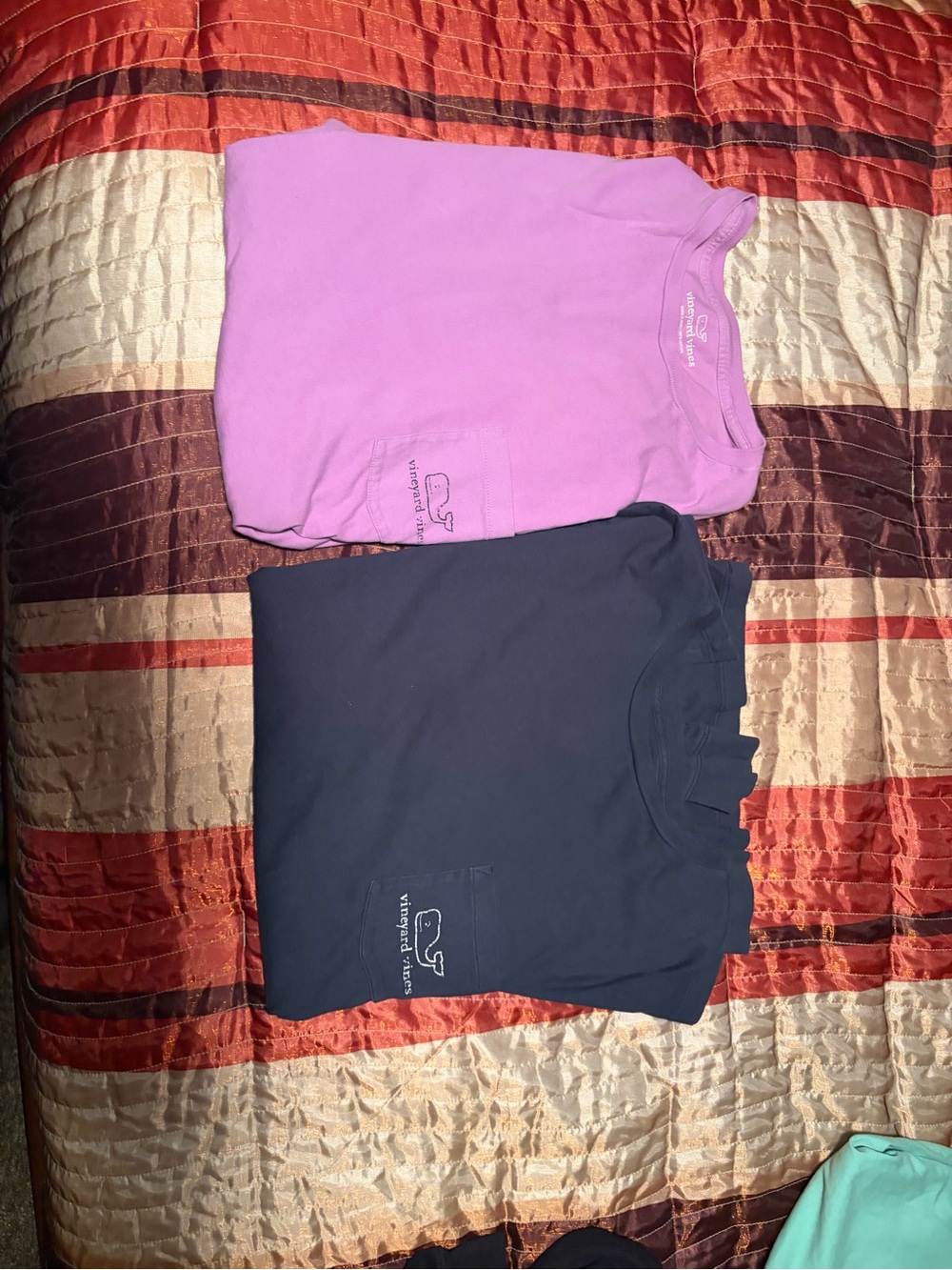 Vineyard Vines long-Sleeve Pocket Tee in Lavender and Navy